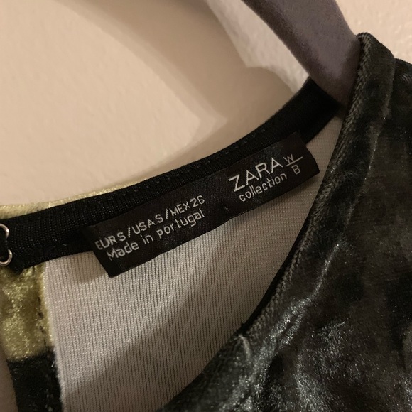 🌿EUC Zara Floral Palm Green Velour Bodysuit Sm🌿 - Picture 5 of 5